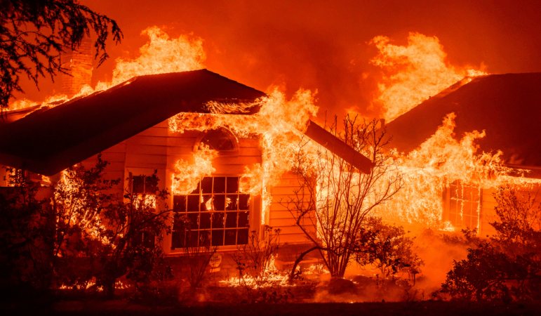 Homes are engulfed in flames during the Eaton fire in Altadena, Calif., on Jan. 8.