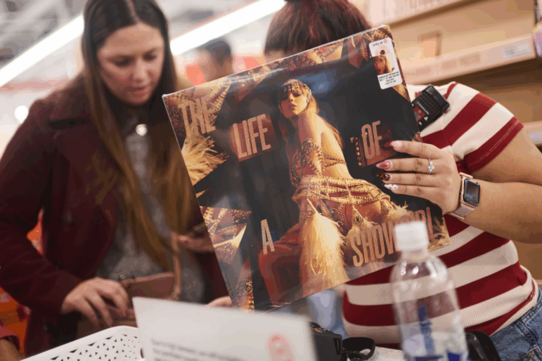 Fans at a New York City Target shop for Taylor Swift's album The Life of a Showgirl on its Oct. 3 release night.