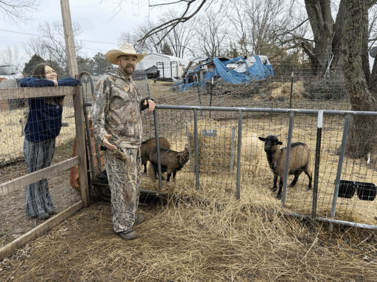 Robert and Emily Sory are starting an animal sanctuary at their home in Thompson Station, Tenn. In 2026, they plan to be uninsured. They’re looking for ways to pay for their care without coverage. Blake Farmer / WPLN News