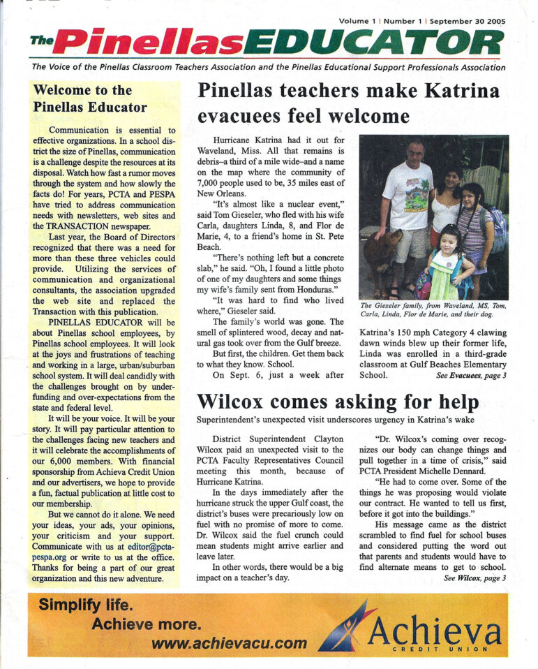 Gieseler and her family moved to St. Petersburg, FL for several months after Katrina hit.