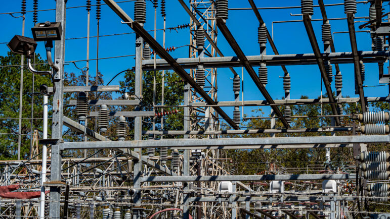A power substation is seen near Birmingham.