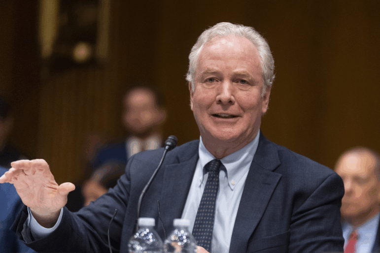 Sen. Chris Van Hollen, D-Md., speaks during the Senate Appropriations full committee markup of commerce, justice, science, agriculture, rural development, FDA, the Legislative Branch Appropriations Acts and other bills on Capitol Hill in Washington, Thursday, July 10.