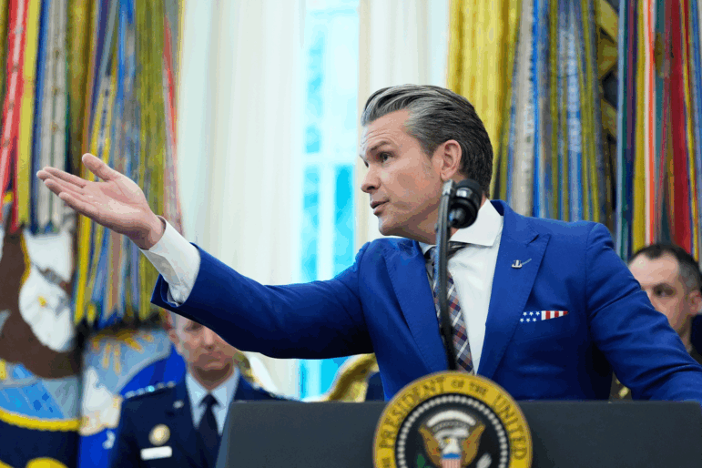 Defense Secretary Pete Hegseth speaks during a Mexican Border Defense Medal presentation in the Oval Office of the White House, Monday, Dec. 15, 2025, in Washington.