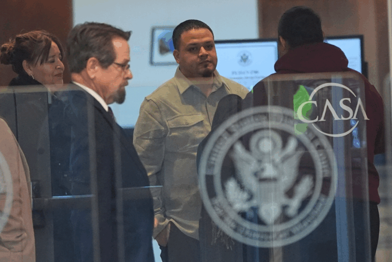Kilmar Abrego Garcia arrives at the United States District Court District of Maryland, Monday, Dec. 22, 2025, in Greenbelt, Md.