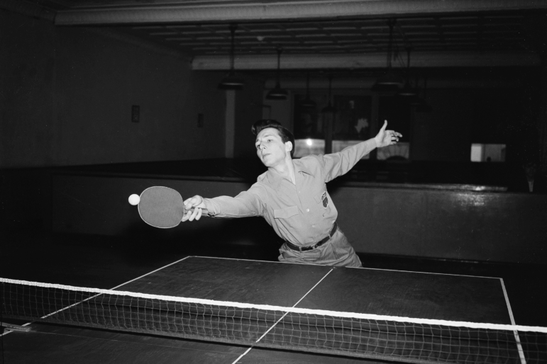 Marty Reisman practicing in New York in 1951.