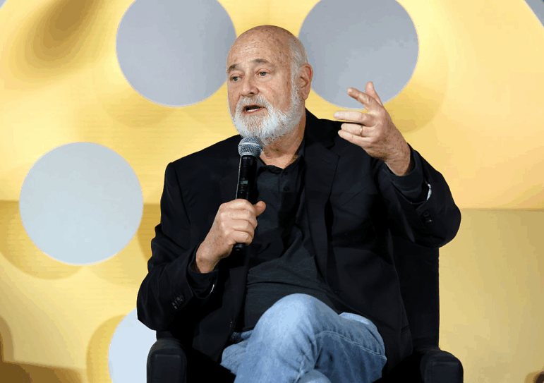 Rob Reiner speaks onstage at the screening of "The American President" during the 2025 TCM Classic Film Festival at TCL Chinese Theatre on April 25 in Hollywood.