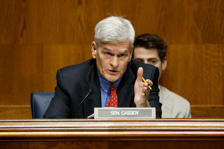 Sen. Bill Cassidy, R-La., speaks during a hearing in Washington, DC. Cassidy has proposed sending government funds to Americans' health savings accounts instead of subsidizing insurance premiums for those on ACA plans.