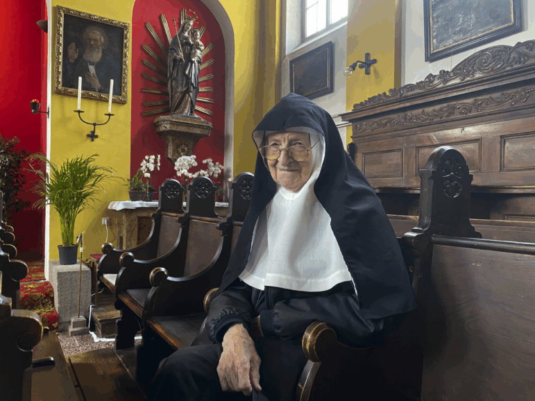 Sister Regina is seen in the convent chapel at Schloss Goldenstein in Salzburg, Austria.