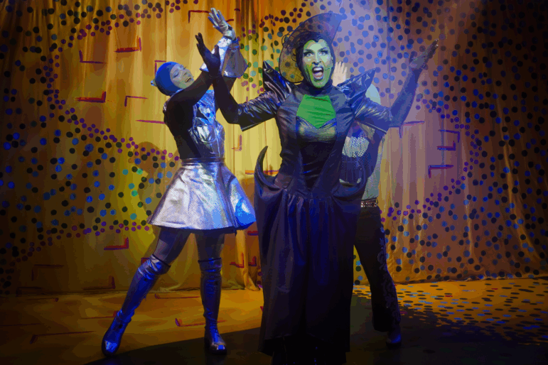 The Wicked Witch ‘Adelphaba’ (played by Gigi Zahir) on stage at the Pleasance Theatre in North London