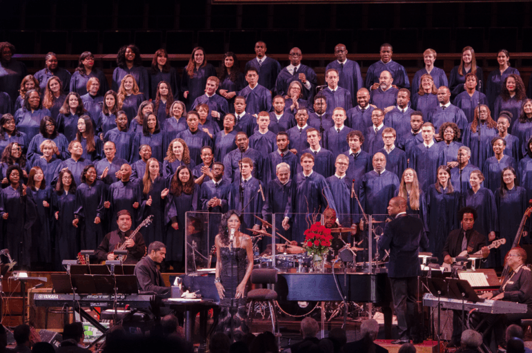 Natalie Cole and music producer Nolan Williams, Jr. with the Let Freedom Ring Celebration Choir at the Kennedy Center in January 2015.