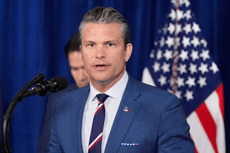 Defense Secretary Pete Hegseth speaks at Mar-a-Lago, Saturday, Jan. 3, 2026, in Palm Beach, Fla.