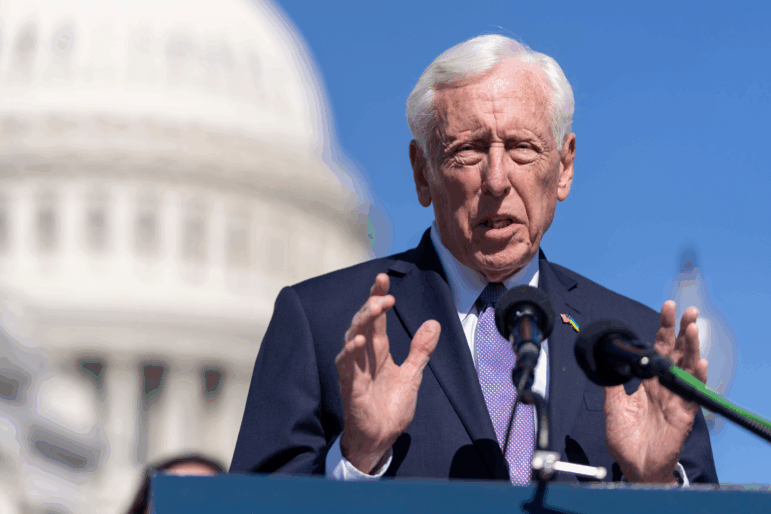 Rep. Steny Hoyer, D-Md., speaks at a news conference about the Protect Our Probationary Employees Act on Capitol Hill, March 11, 2025, in Washington.