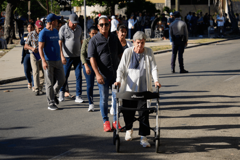 Cubans line up for appointments at the U.S. embassy in Havana, Cuba, on Jan. 8.