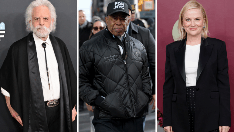 From left: Bob Weir, Eric Adams and Amy Poehler.