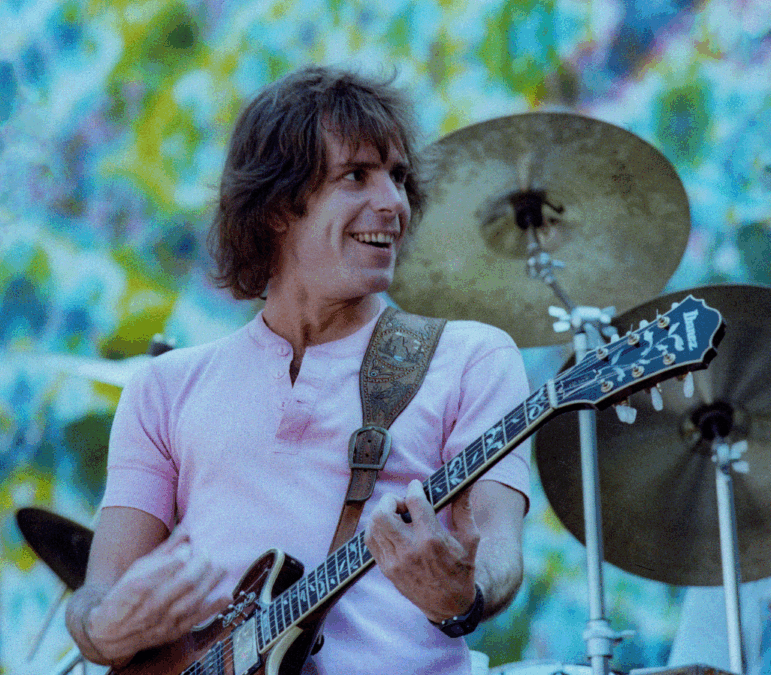 Bob Weir performs with the Grateful Dead at the Greek Theater in Berkeley, Calif. in 1983. A member of the Dead from its inception, Weir took few solos, but his distinctive rhythm guitar playing and emotive singing were signatures of the group.