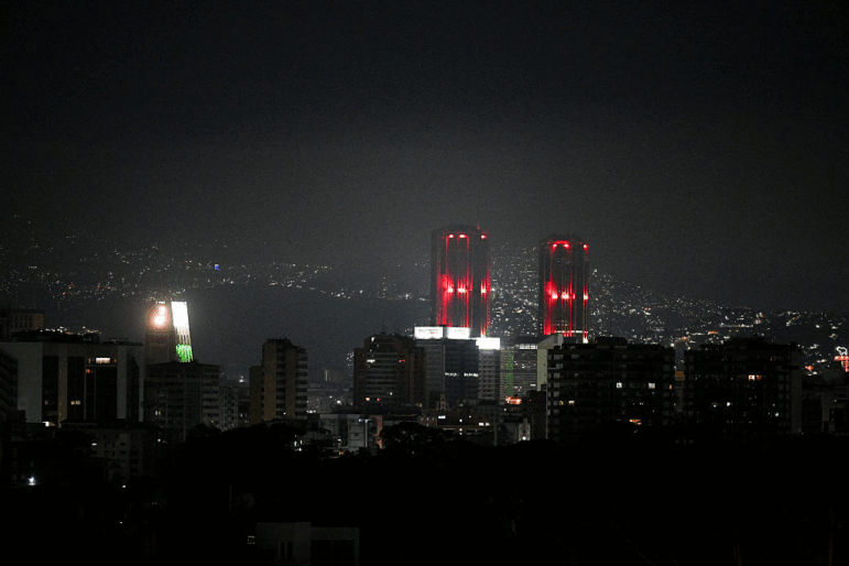 Night view of Caracas taken after a series of explosions heard on January 3, 2026.