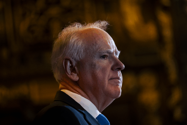 Minnesota Gov. Tim Walz speaks during a press conference at the State Capitol on Jan. 5, 2026 in St. Paul, Minn., where he announced he was abandoning his re-election campaign.