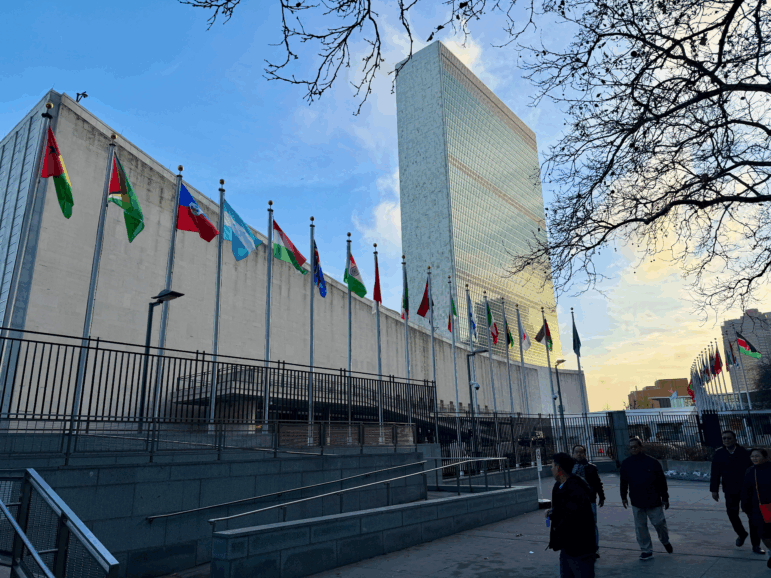 The United Nations headquarters building in New York City is pictured on December 18, 2025.