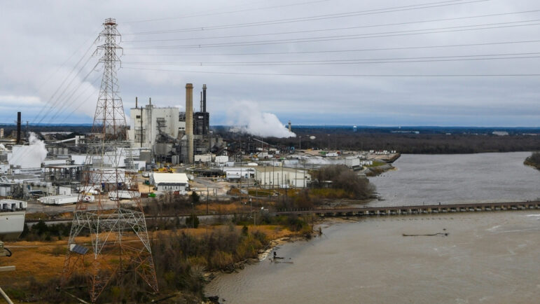 Industrial development is seen along the Mobile River.