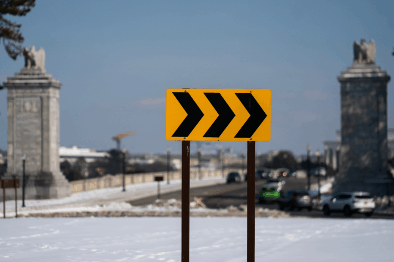 Memorial Circle, the proposed plot of land near Memorial Bridge where the Independence Arch could be built is seen in Washington, Tuesday, Feb. 3, 2026.