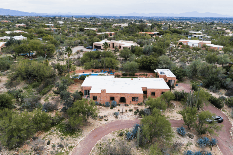 The home of Nancy Guthrie, the missing mother of “Today” show host Savannah Guthrie, is seen from above, Thursday, Feb. 5, 2026, in Tucson, Ariz.