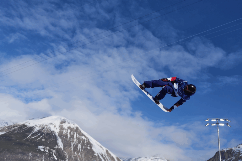 United States' Alessandro Barbieri practices during a snowboarding halfpipe training session at the 2026 Winter Olympics, in Livigno, Italy, Tuesday, Feb. 10, 2026.