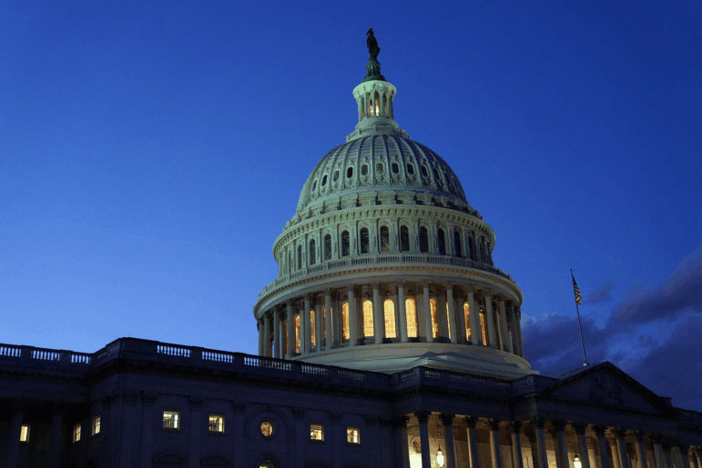 The sun sets over the U.S. Capitol Building on Jan. 5, 2023 in Washington, D.C.