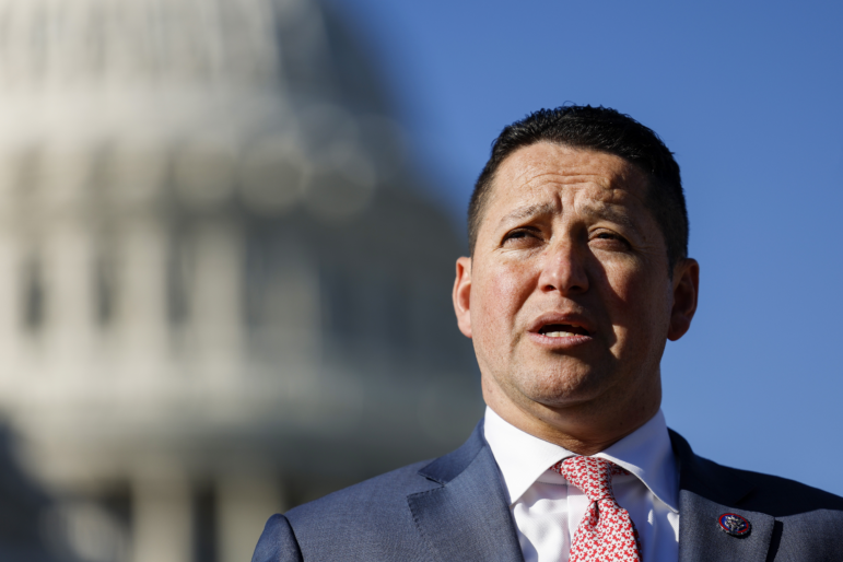 Rep. Tony Gonzales, R-Texas, is seen here at a news conference on border security outside of the U.S. Capitol Building on November 14, 2023.