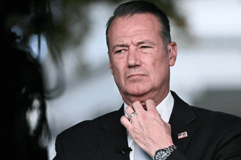 Todd Lyons, acting director of U.S. Immigration and Customs Enforcement (ICE), is seen here outside the White House on November 3, 2025. He will appear on Tuesday before the House Committee on Homeland Security.