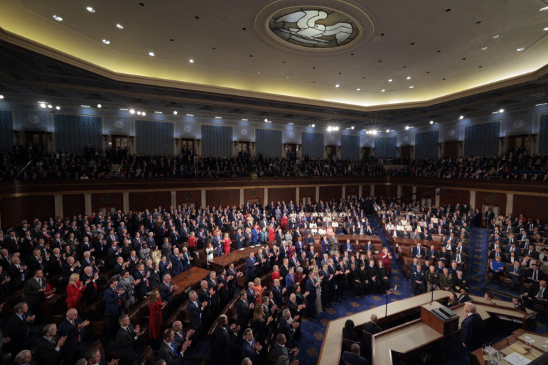 President Donald Trump delivers his State of the Union address during a Joint Session of Congress at the U.S. Capitol on February 24.