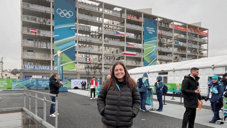 NPR reporter Rachel Treisman, about to explore the Olympic Village.