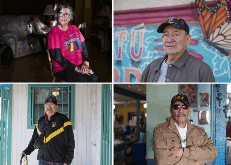 Clockwise from top left: Las Comadres Para Las Americas founder Nora de Hoyos Comstock; military veterans Benny Aleman, Chris Sanchez and Frank Maldonado.