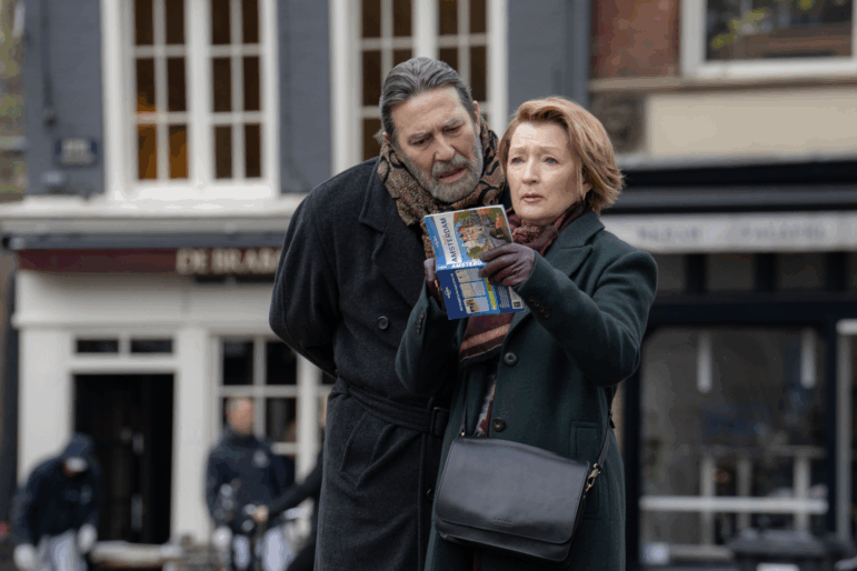 Ciarán Hinds as "Gerry" and Lesley Manville as "Stella" in director Polly Findlay's Midwinter Break.