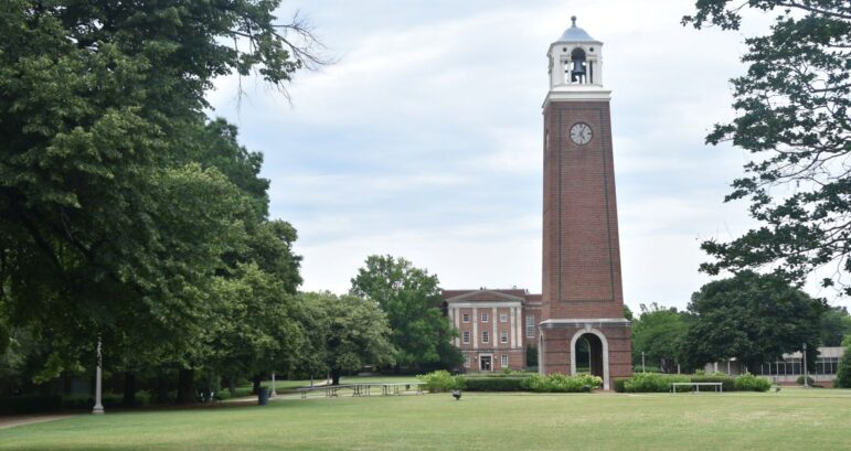 The bell tower on the former Birmingham-Southern College campus