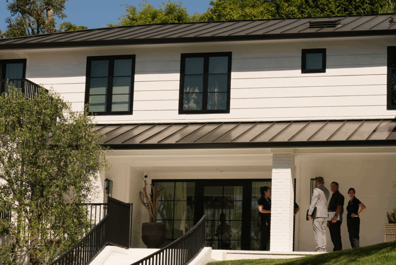 The exterior of Rihanna's residence is shown Monday, March 9, 2026, in Beverly Hills, California.