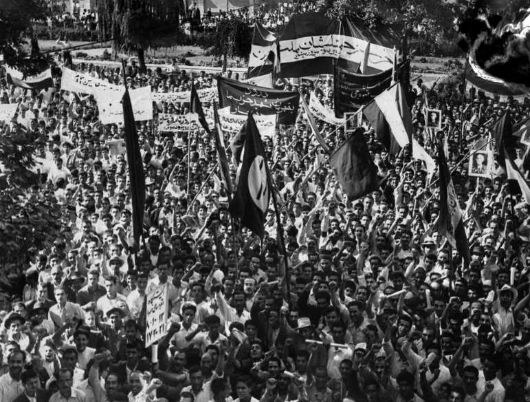 A demonstration in July 1953 in Tehran, in support of Prime Minister Mohammad Mosaddegh. The elected prime minister was overthrown in a coup orchestrated by the CIA and British intelligence.