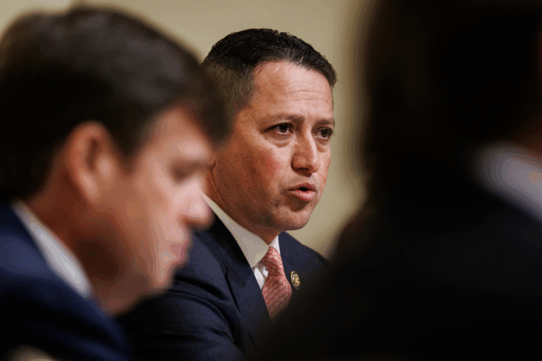 Rep. Tony Gonzales (R-TX) speaks during a House Homeland Security Committee hearing on February 10, 2026 in Washington, D.C.